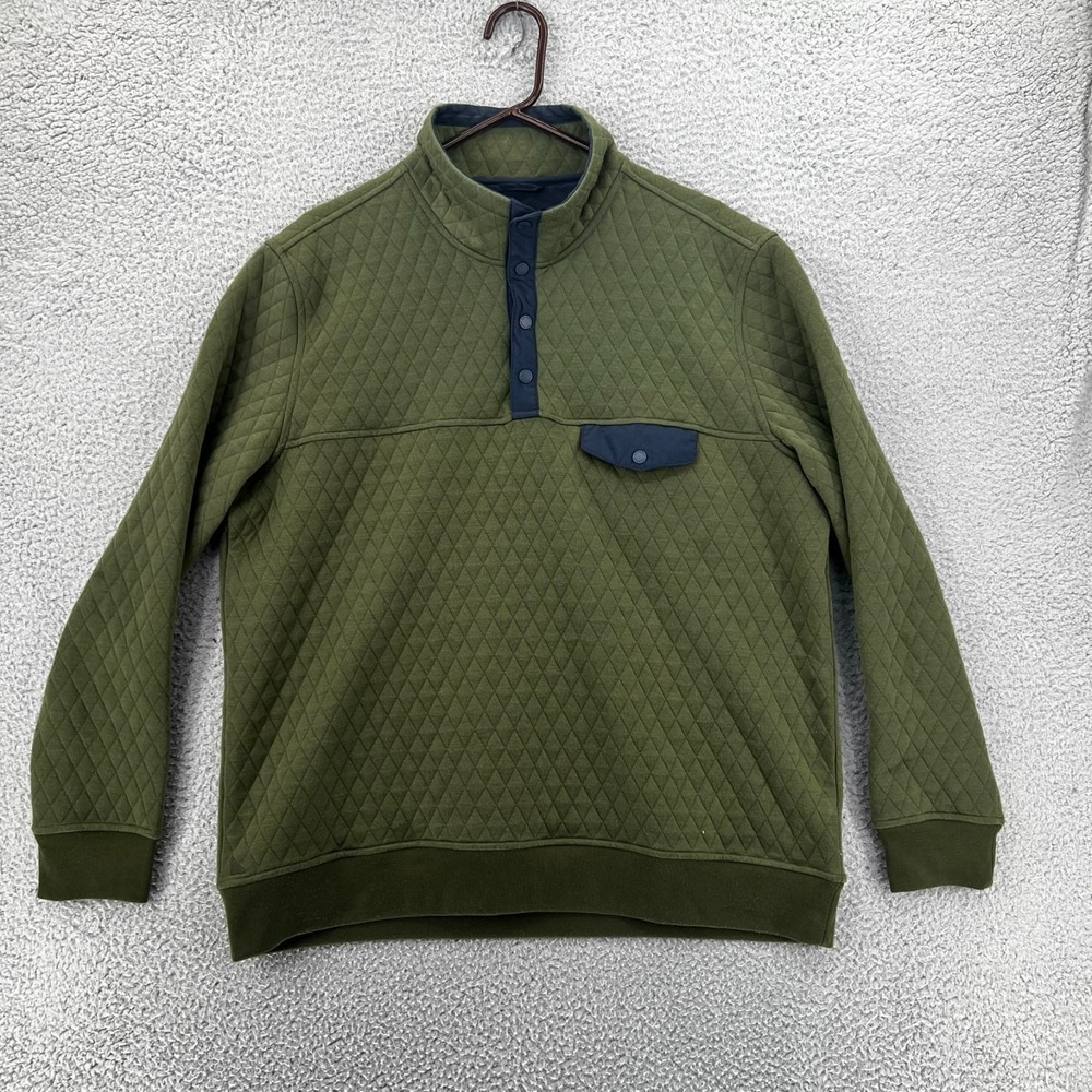 Untuckit Carufe Quilted 1/4 Snap Pullover Sweater Mens Size XL Extra Large Green